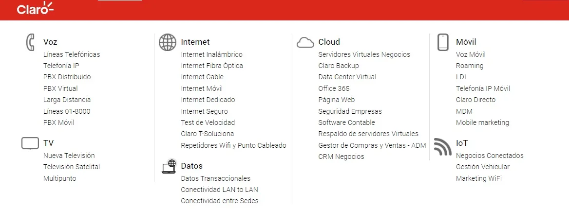 Portafolio de servicios Claro